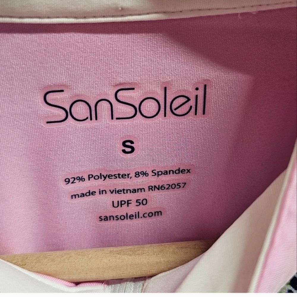 SanSoleil SolCool Draper 1/4 Zip Long Sleeve Houndstooth Top Small Pink Golfing - Picture 11 of 11